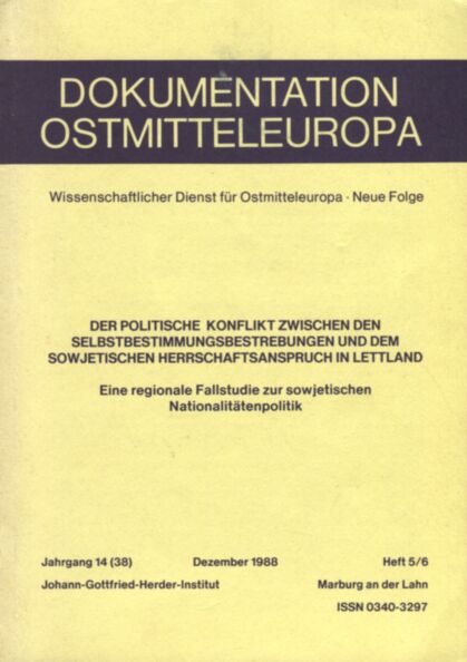 Dokumentation Ostmitteleuropa, Dezember 1988, Jahrgang 14 (38), Heft 5/6