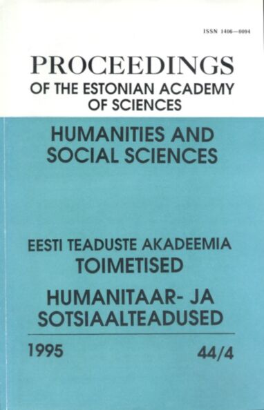 Eesti Teaduste Akadeemia toimetised. Proceedings of the Estonian Academy of Sciences. 1995, 44/4