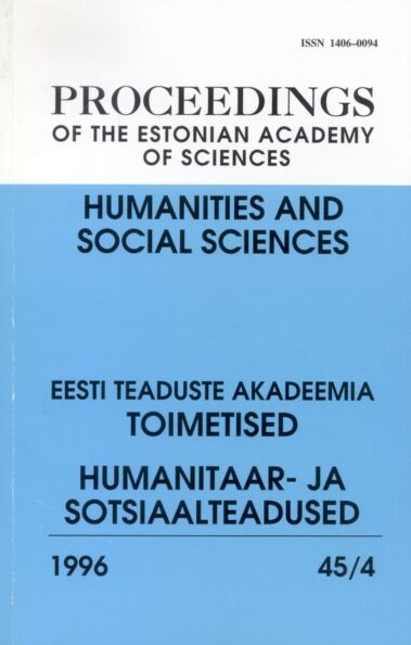 Eesti Teaduste Akadeemia toimetised. Proceedings of the Estonian Academy of Sciences. 1996, 45/4