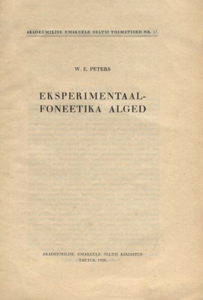 Eksperimentaalfoneetika alged