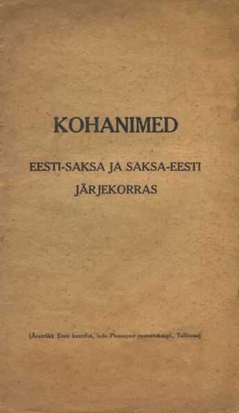 Kohanimed eesti-saksa ja saksa-eesti järjekorras