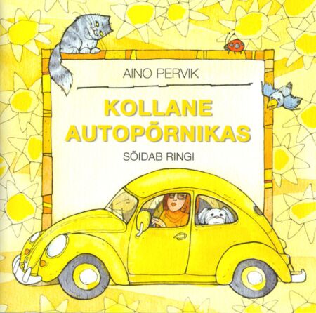 Kollane autopõrnikas sõidab ringi