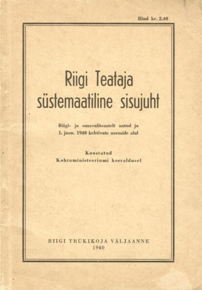 Riigi Teataja süstemaatiline sisujuht
