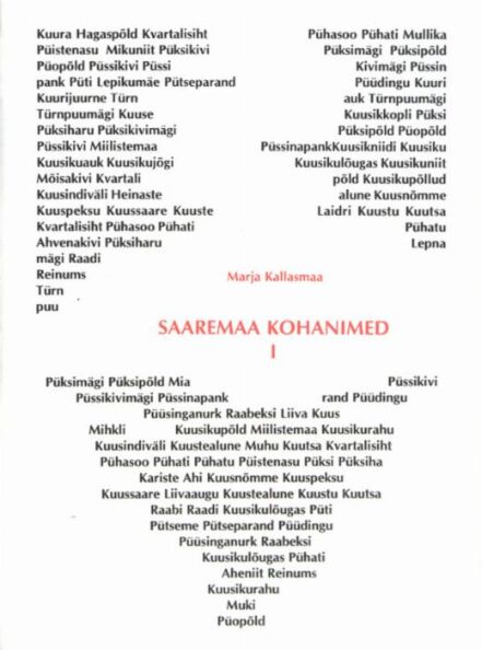 Saaremaa kohanimed 1. osa