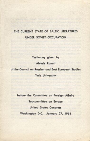 The Current State of Baltic Literatures Under Soviet Occupation