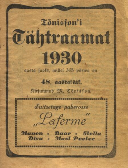 Tõnissoni Täht-raamat 1930